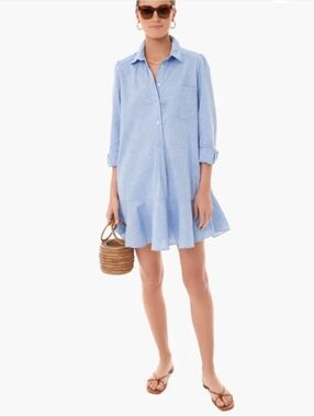 Tuckernuck Callahan Blended Linen Chambray Button-Up Shirt Dress Medium